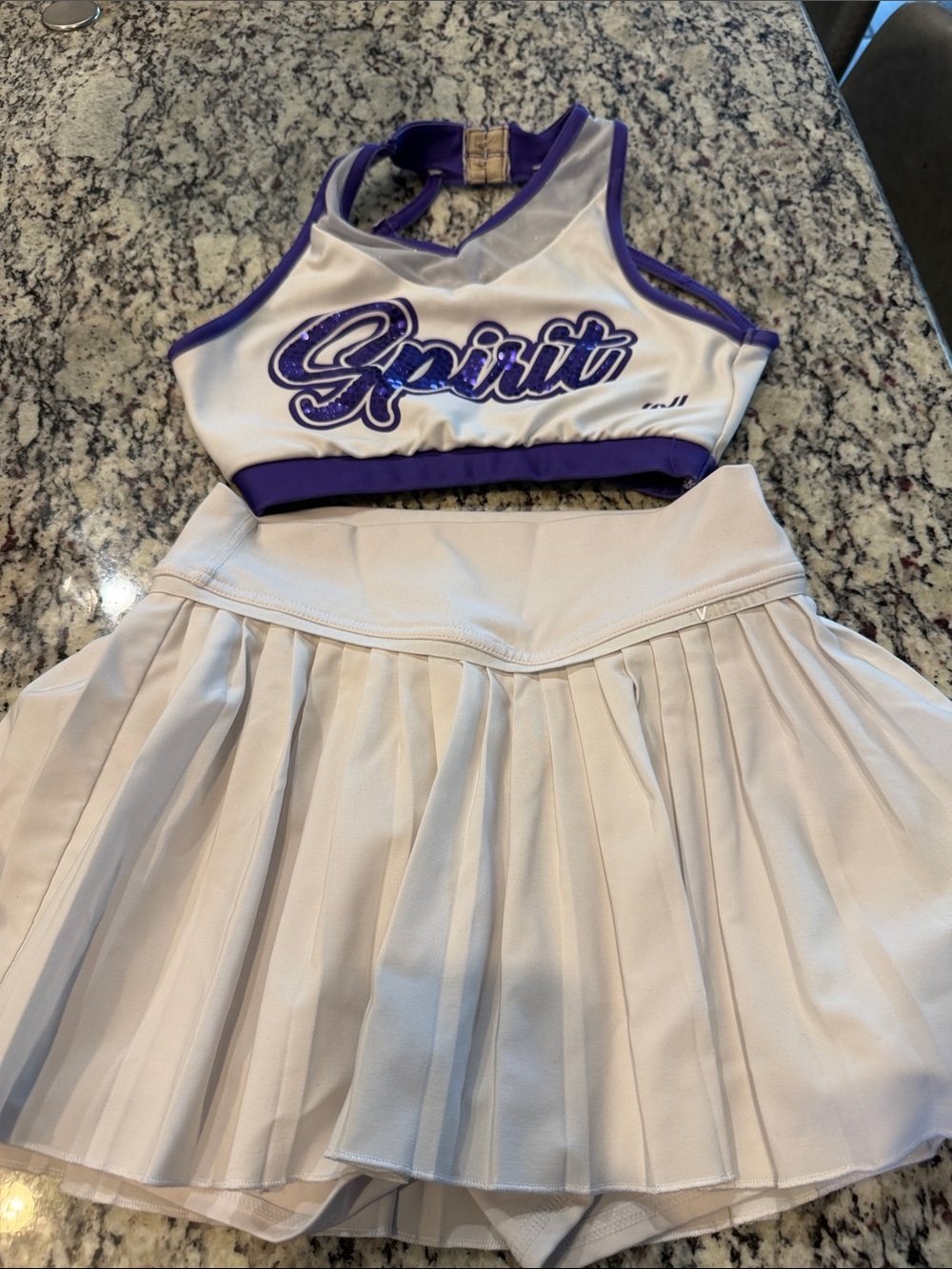 Spirit White and Purple Cheer Two-Piece Set